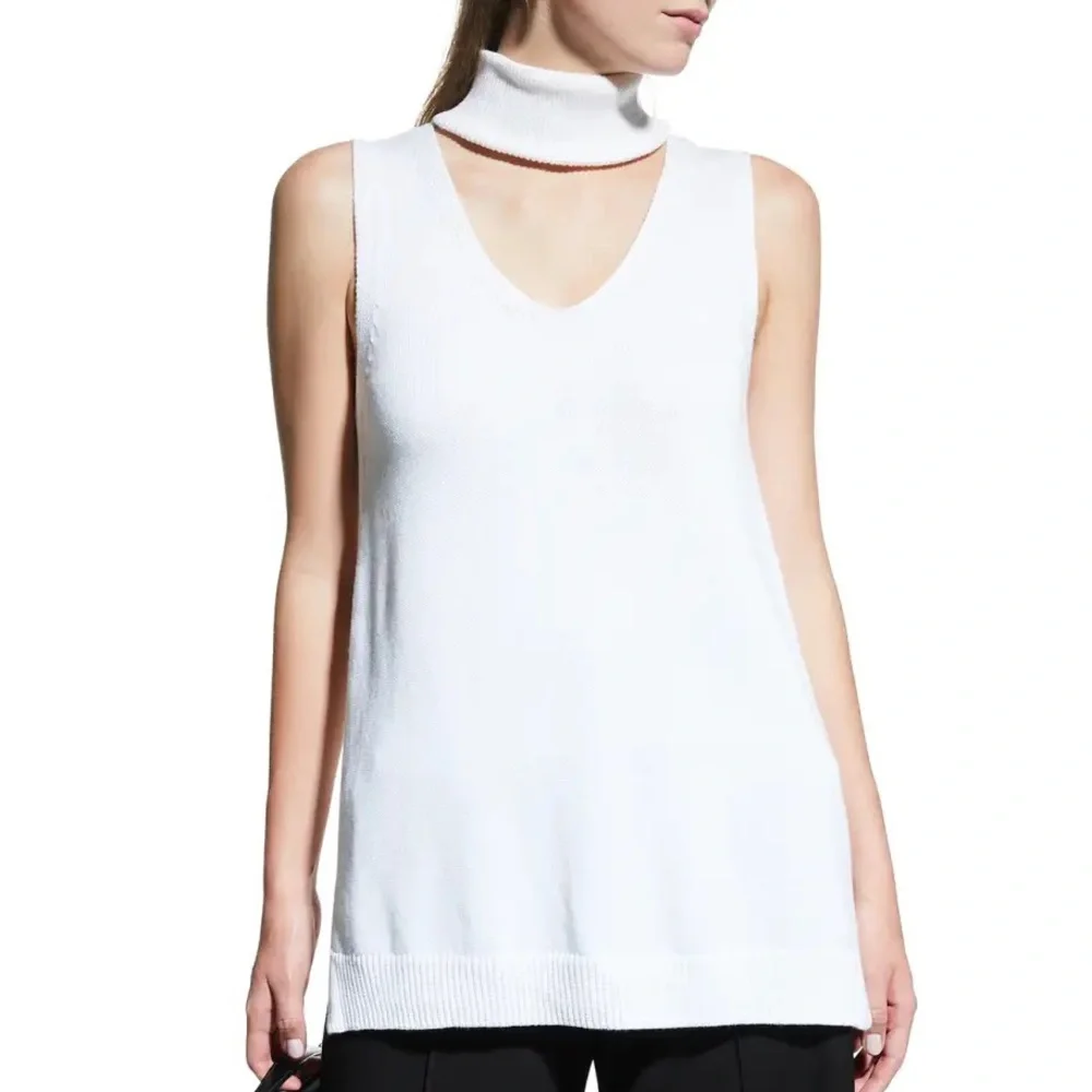 MILLY Sleeveless Cutout Turtleneck Tunic‎ Cashmere Blend